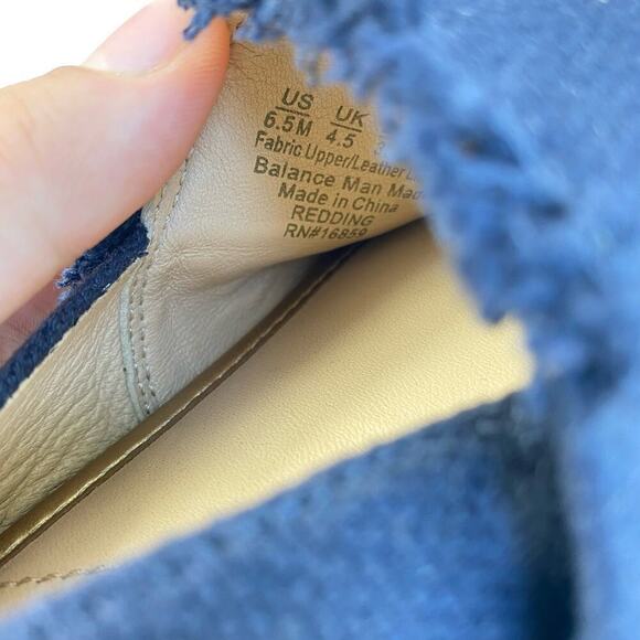 J. MCLAUGHLIN Shoes Espadrille Redding Canvas Flat Loafer Fringe Navy Tan 6.5 - Picture 4 of 10